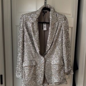 Express Silver Sequin Blazer Jacket